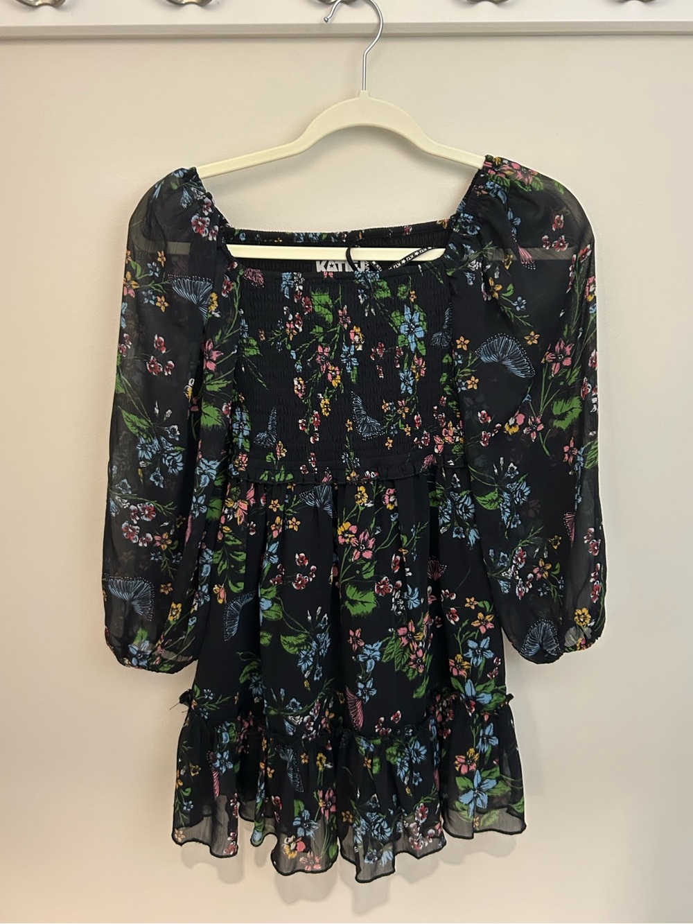 Katie, From Bloomingdale’s ,Floral Smocked Bodice Girls' Dress with Puff Sleeve